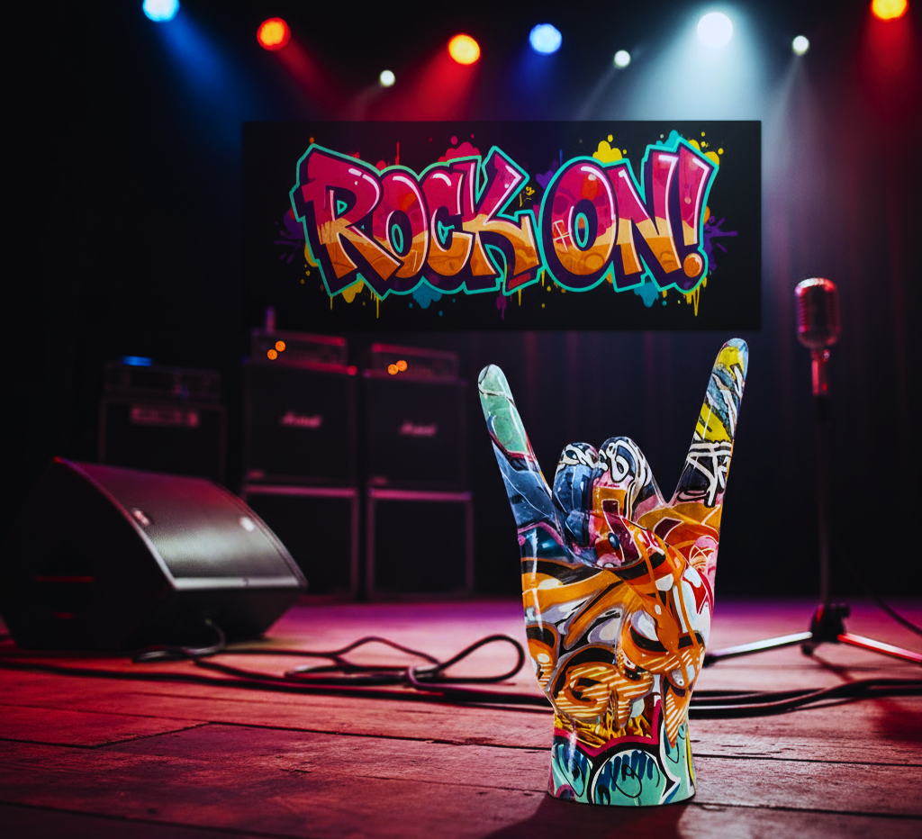 Rock On! Graffiti Hand Statue